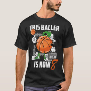 T-shirt Joueur de basket-ball 8 Ans Amusant 8 Ans Enfant