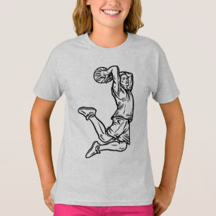 T-shirt Joueur de basket-ball faisant Slam Dunk Dark Desig