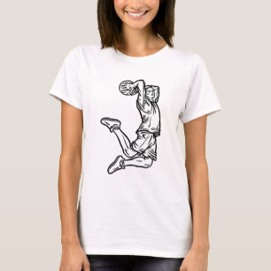 T-shirt Joueur de basket-ball faisant Slam Dunk Dark Desig