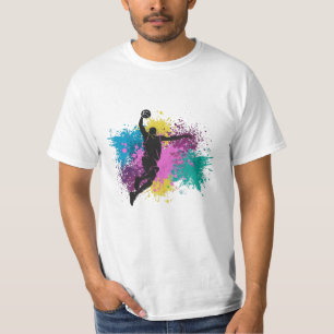 T-shirt Joueur de basket-ball Grungy Couleurs Splashes
