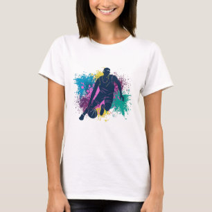 T-shirt Joueur de basket-ball Grungy Couleurs Splashes