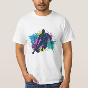 T-shirt Joueur de basket-ball Grungy Couleurs Splashes