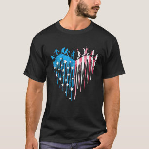 T-shirt Joueur de basket-ball mignon Coeur American Flag W