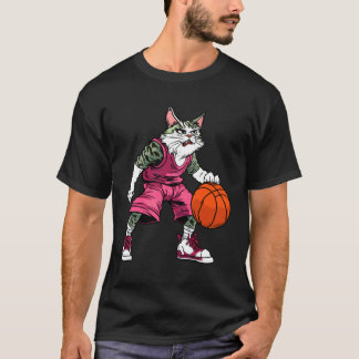 T-shirt Joueur de basketball chat Basketball chat