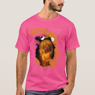 T-shirt Joueur de basketball feu Fan de sport Vintage Retr