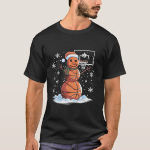 T-shirt Joueur de basketball Snowman Santa Hat Christmas F