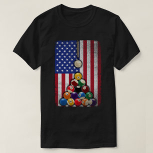 T-shirt Joueur de billard américain Drapeau américain 8 ba