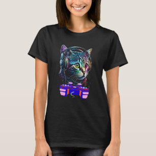 T-shirt Joueur de chat américain à poil court de jeu vidéo