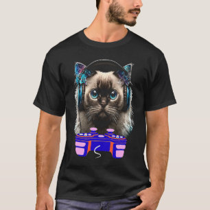 T-shirt Joueur de chat birman de jeu vidéo animalier pour