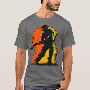 T-shirt Joueur de cricket Couleur Joueur Casque de chaume