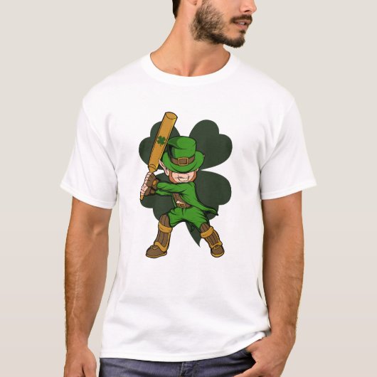 T-shirt Joueur de cricket Leprechaun St. Patrick's Day (Devant)
