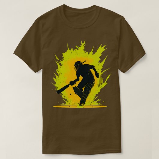 T-shirt Joueur de cricket Silhouette Bat (Design devant)