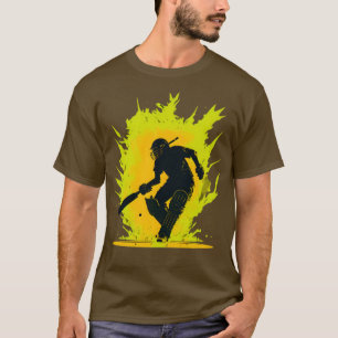 T-shirt Joueur de cricket Silhouette Bat