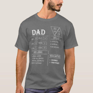 T-shirt Joueur de dés de jeu de rôle Papa Dragon Stat Comp