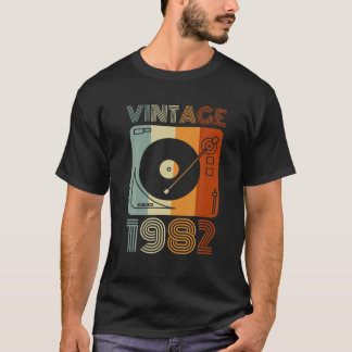 T-shirt Joueur de disques rétro vintage 1982 Anniversaire 
