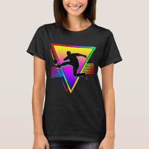 T-shirt Joueur de football arc-en-ciel coloré rétro