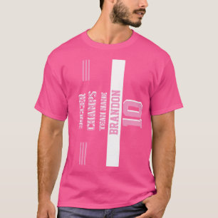T-shirt joueur de football champs noir rose personnalisé