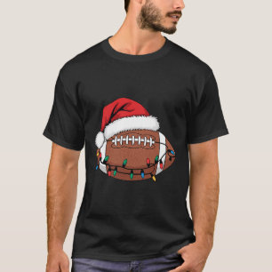 T-shirt Joueur de football de Noël Lumières Père Noël Spor