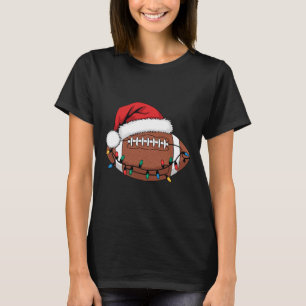T-shirt Joueur de football de Noël Lumières Père Noël Spor