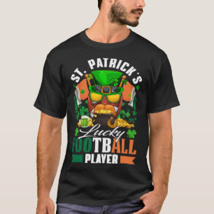 T-shirt Joueur de football Lucky St Patrick Shamrock & Gla