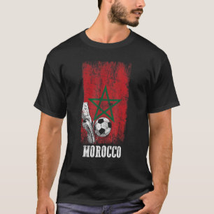 T-shirt Joueur de football marocain patriotique Maroc Drap