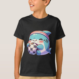 T-shirt Joueur de football requin mignon Athlète de footby