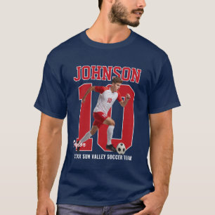 T-shirt Joueur de football senior numéro photo personnalis