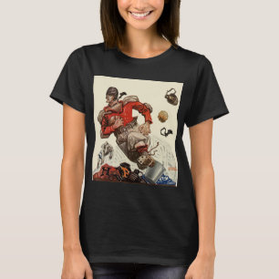 T-shirt Joueur de football sportif vintage et mascotte de