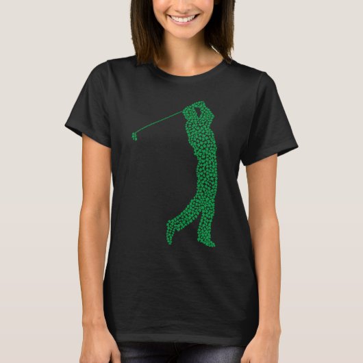 T-shirt Joueur de golf Silhouette Feuille Clover St. Patri (Devant)