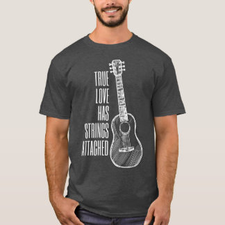 T-shirt Joueur de guitare Véritable Cordes d'amour attaché