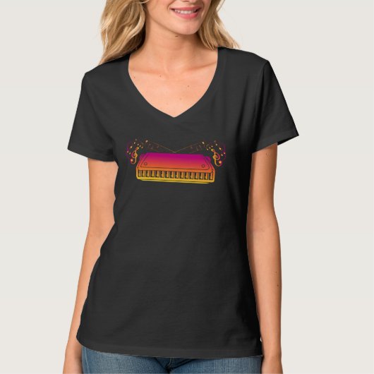 T-shirt Joueur de Harmonica Instrument Harmonica Orgue à B (Devant)