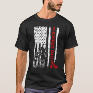 T-shirt Joueur de hockey papa Retro Vintage US Drapeau