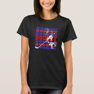 T-shirt Joueur de hockey rétro de hockey de glace maman pa