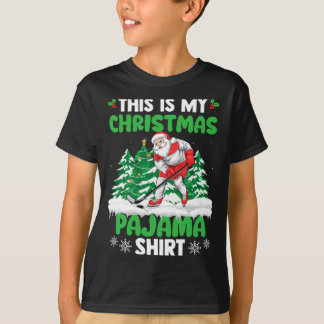 T-shirt Joueur de hockey Santa Noël Sports C'est Noël