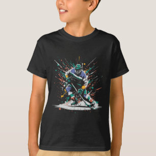 T-shirt Joueur de hockey sur glace peinture éclaboussure a