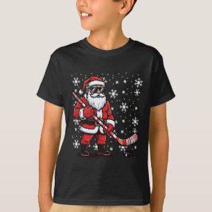 T-shirt Joueur de hockey sur glace Santa Noël Xmas Sports