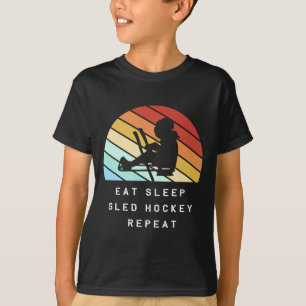 T-shirt Joueur de hockey sur luge rétro silhouette Hockey