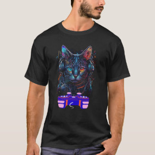 T-shirt Joueur de jeu vidéo de chat allemand Rex Animal