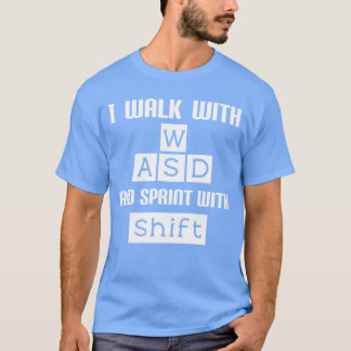 T-shirt Joueur de jeu vidéo PC drôle WASD Gaming vintage