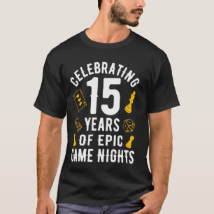 T-shirt Joueur de jeux de société Couple marié depuis 15 a