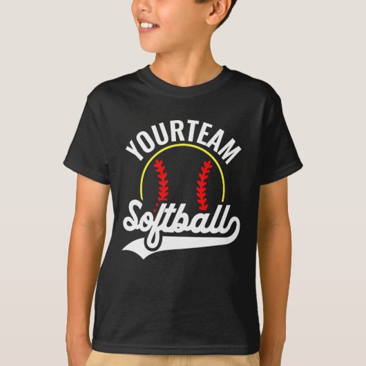 T-shirt Joueur de l'équipe de softball AJOUTER UN NOM Ligu (Devant)