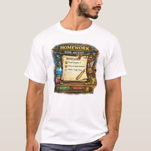 T-shirt Joueur de Quête Secondaire Devoirs (Devant)
