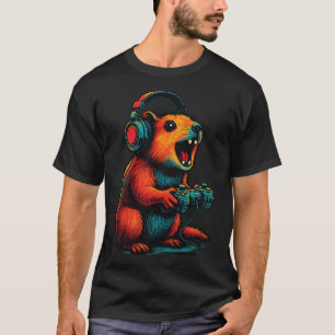 T-shirt Joueur de Rock Hyrax Awawa Jeux Vidéo Drôle