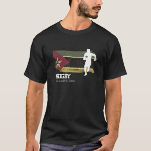 T-shirt Joueur de rugby Drapeau Mozambique Balle Sportive
