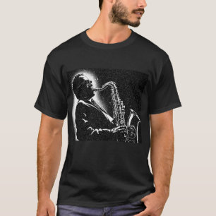 T-shirt Joueur de saxophone de style graphique NB 50s