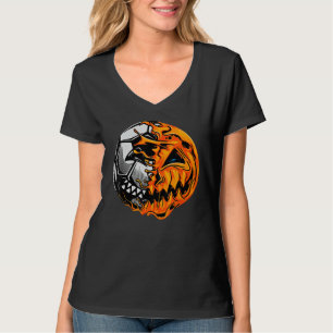 T-shirt Joueur de soccer Halloween Citrouille Squelette, K