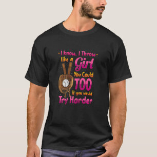 T-shirt Joueur De Softball Je Sais Que Je Jette Comme Une