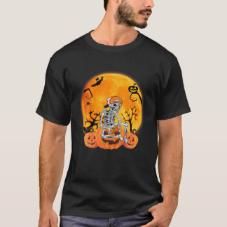 T-shirt Joueur de squelette d'Halloween Jouer jeu vidéo