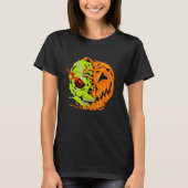 T-shirt Joueur de tennis Halloween Citrouille Skeleton Sku (Devant)
