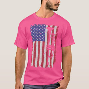 T-shirt Joueur de trompette American Flag Band Jazz Studen